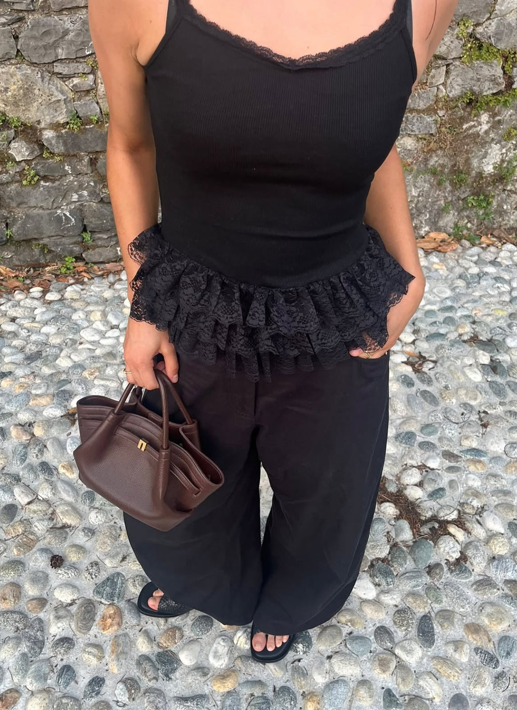 Black Ruffle Top